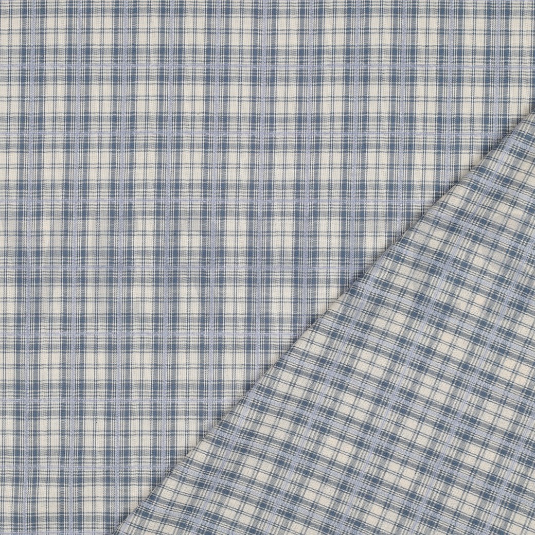 BAUMWOLLE GARNGEFÄRBT KAROS BLAU #7