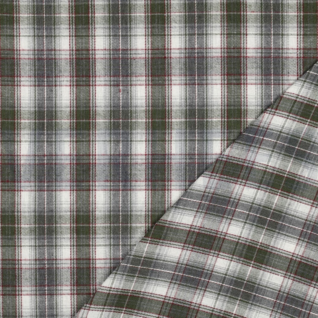 BRUSHED YARN DYED CHECKS ARMY GREEN #7