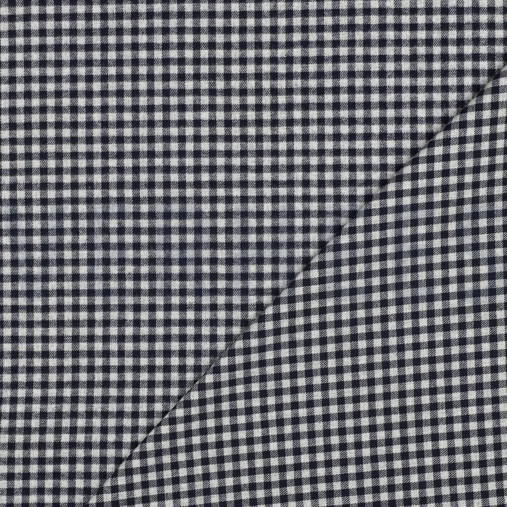 COTON TEINT EN FIL BROSSÉ CARREAUX BLEU MARINE #7