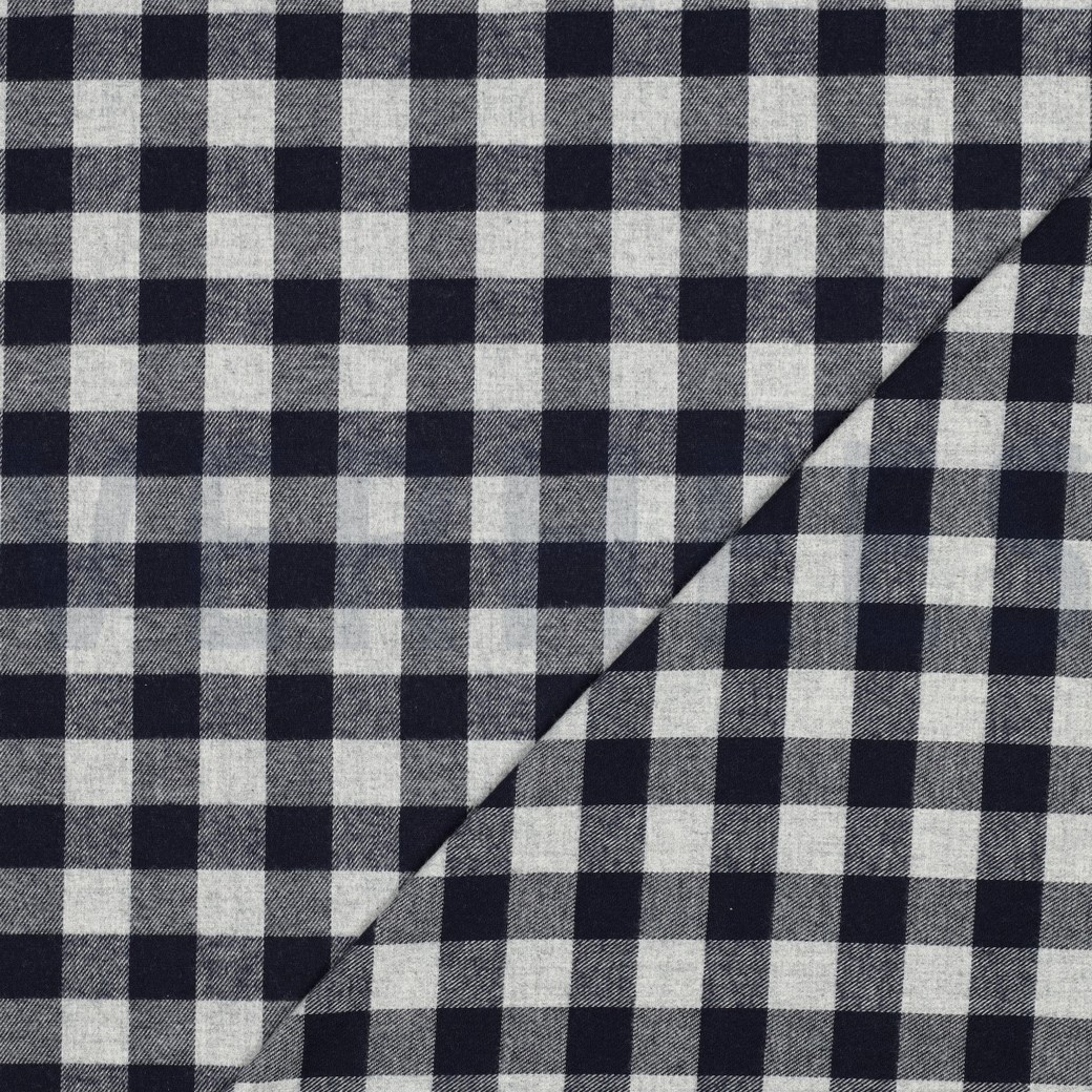 COTON TEINT EN FIL BROSSÉ CARREAUX BLEU MARINE #7