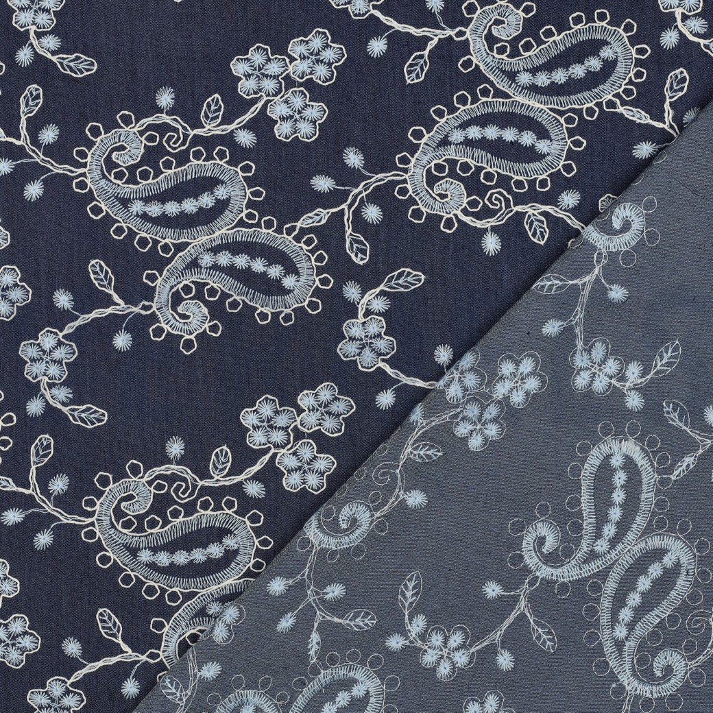 DENIM EMBROIDERY PAISLEY MARINEBLAUW #7