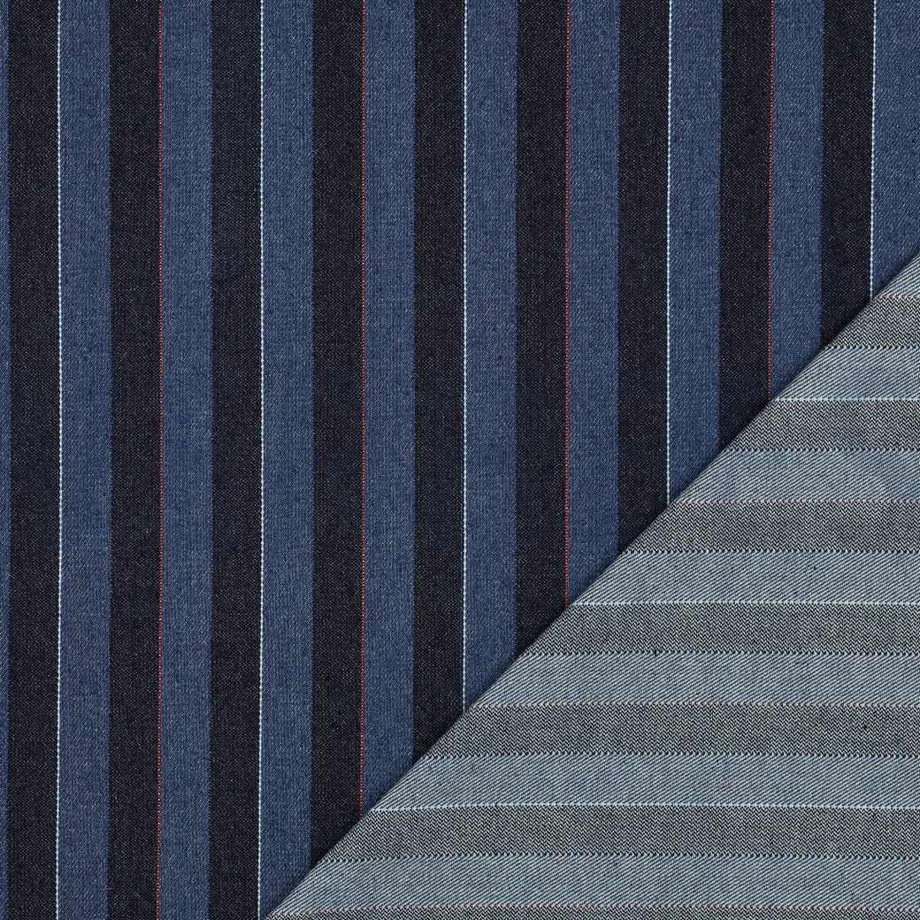 DENIM JACQUARD RAYURES INDIGO #7