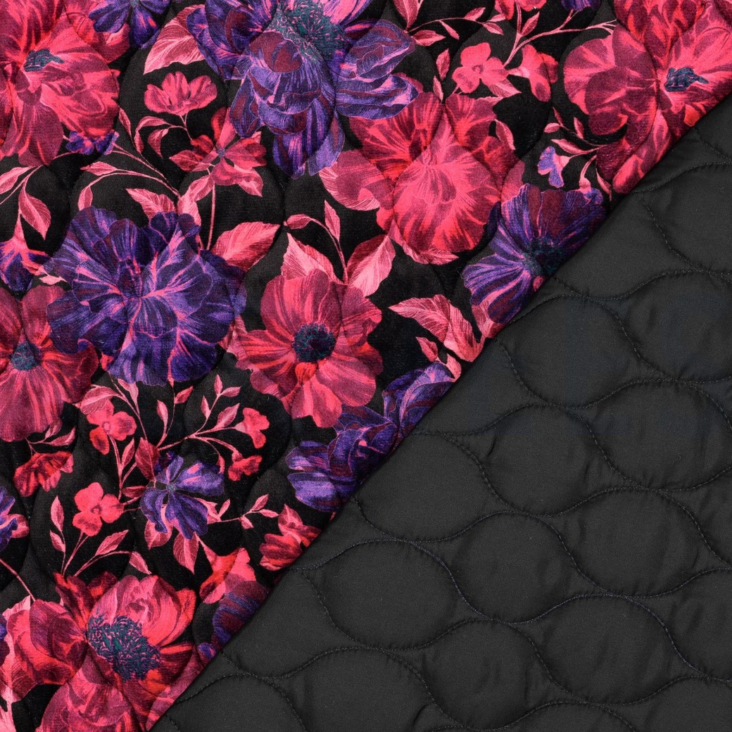 GEWATTEERD FLUWEEL DIGITAAL BLOEMEN FUCHSIA #7