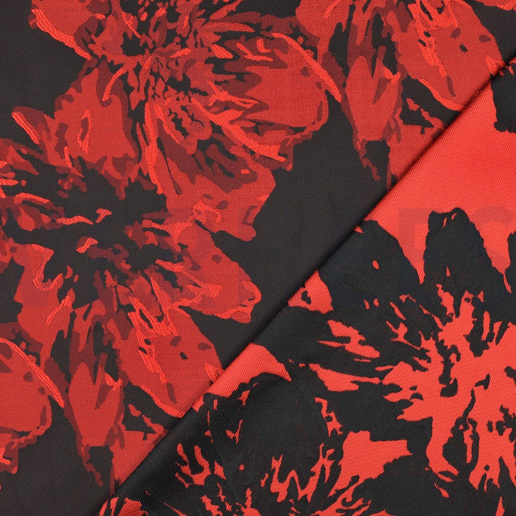 JACQUARD FLEURS ROUGE VIF #7