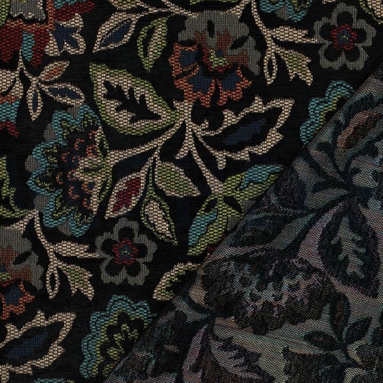GOBELIN CHENILLE BLUMEN SCHWARZ #7