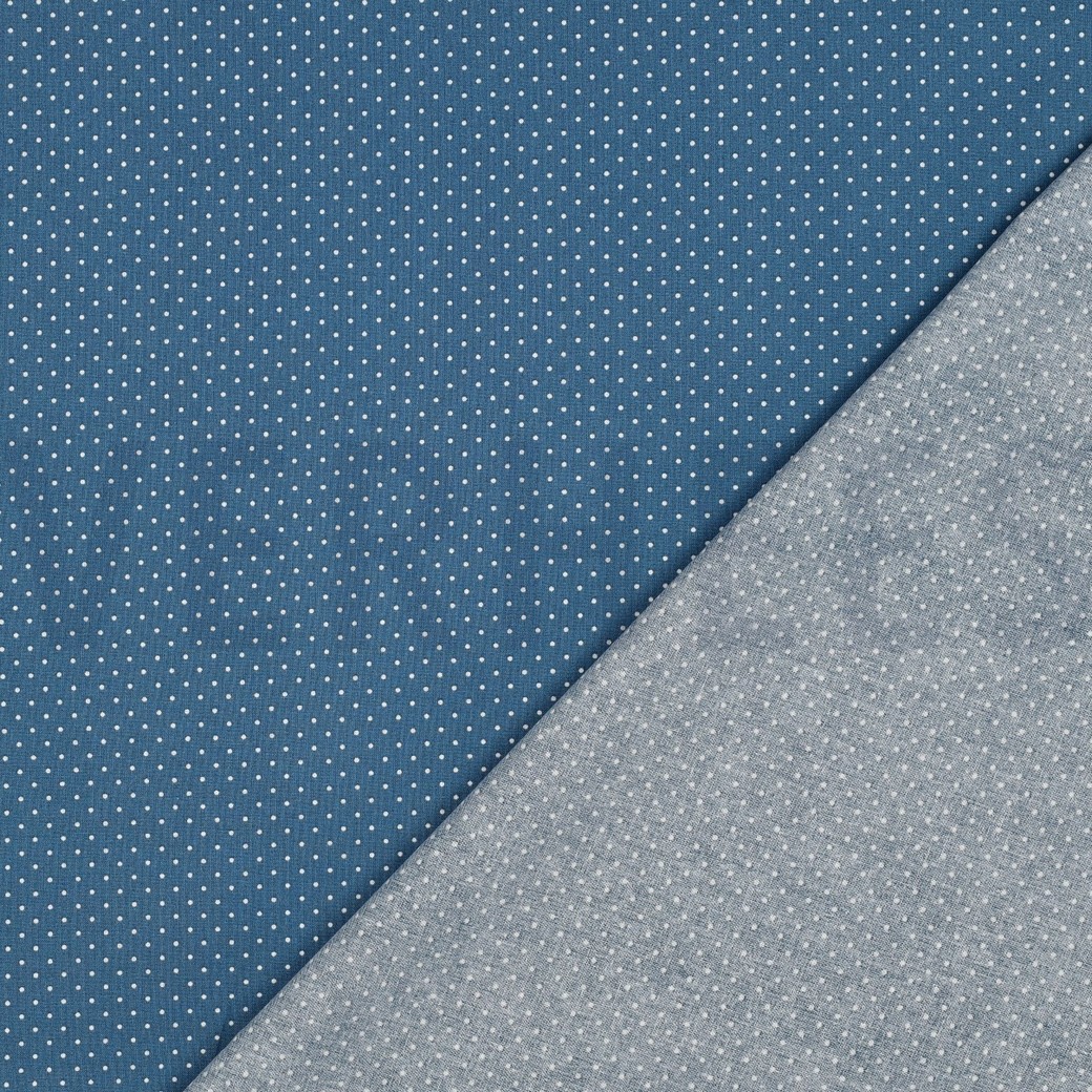 KATOENEN POPLIN KLEINE STIPPEN BLAUW #7