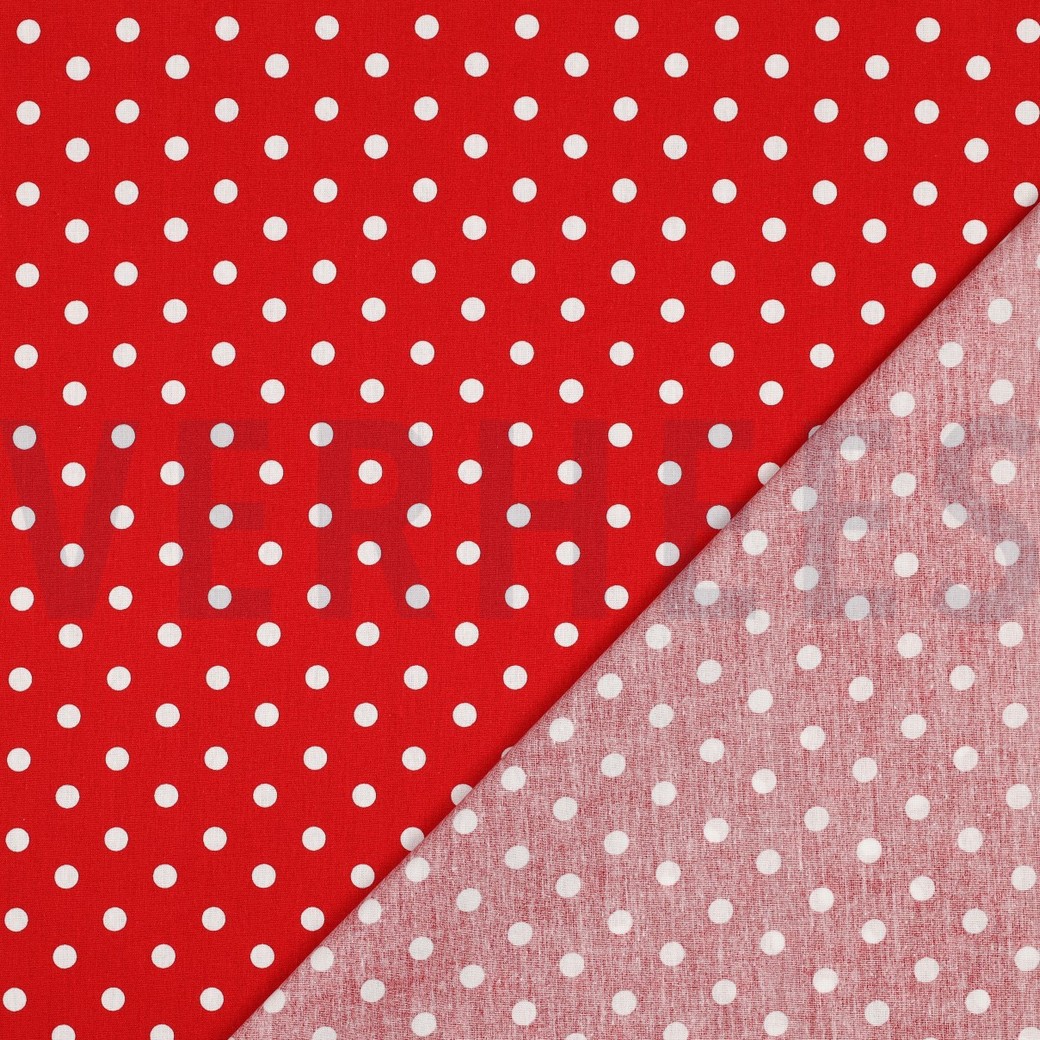 KATOENEN POPLIN STIPPEN ROOD #7