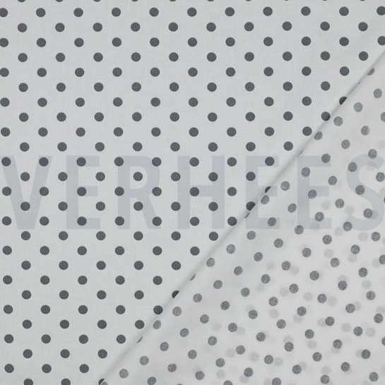 BAUMWOLLE POPELINE PUNKTE WEISS/GRAU #7