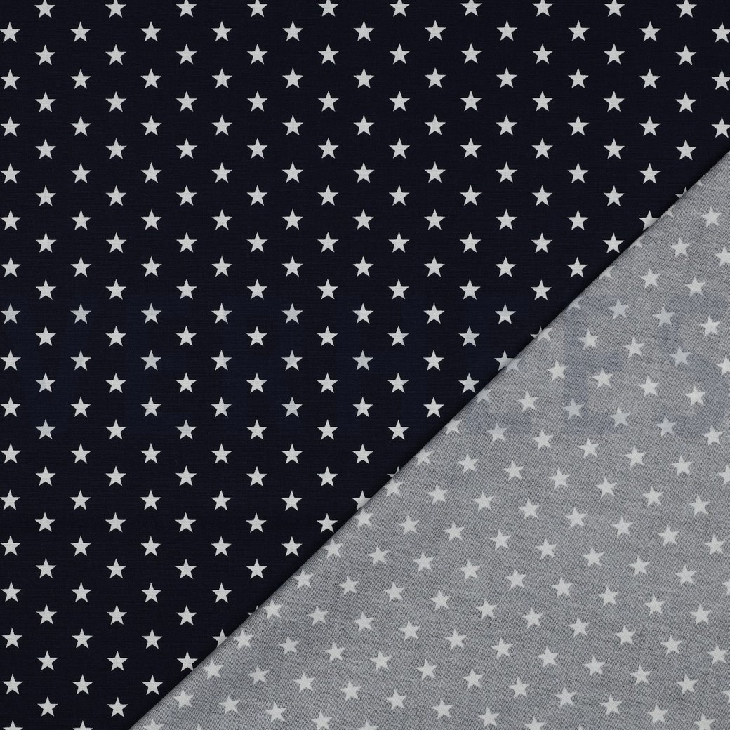 KATOENEN POPLIN KLEINE STERREN MARINEBLAUW #7