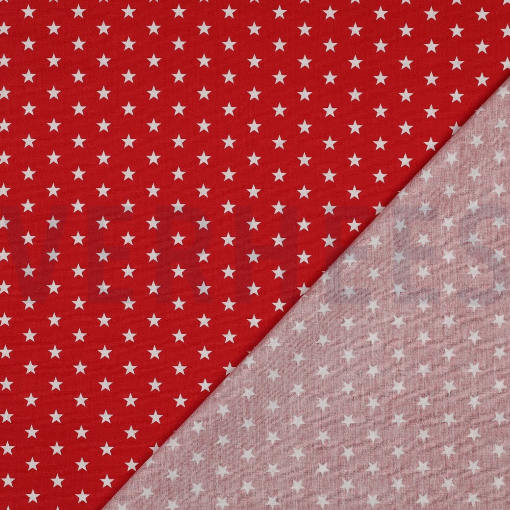 KATOENEN POPLIN KLEINE STERREN ROOD #7