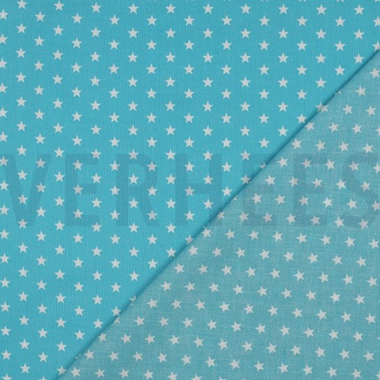 KATOENEN POPLIN KLEINE STERREN TURKOISE #7
