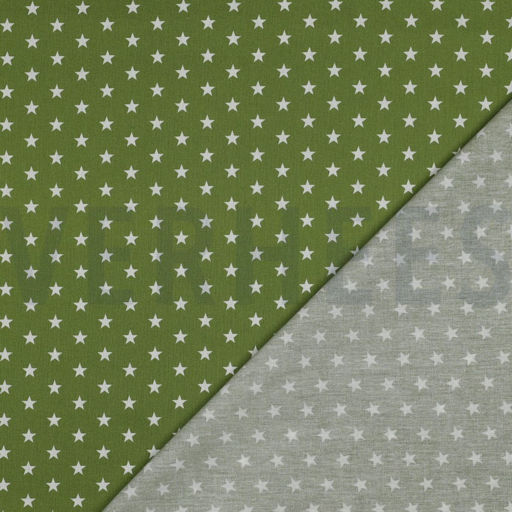 KATOENEN POPLIN KLEINE STERREN GROEN #7