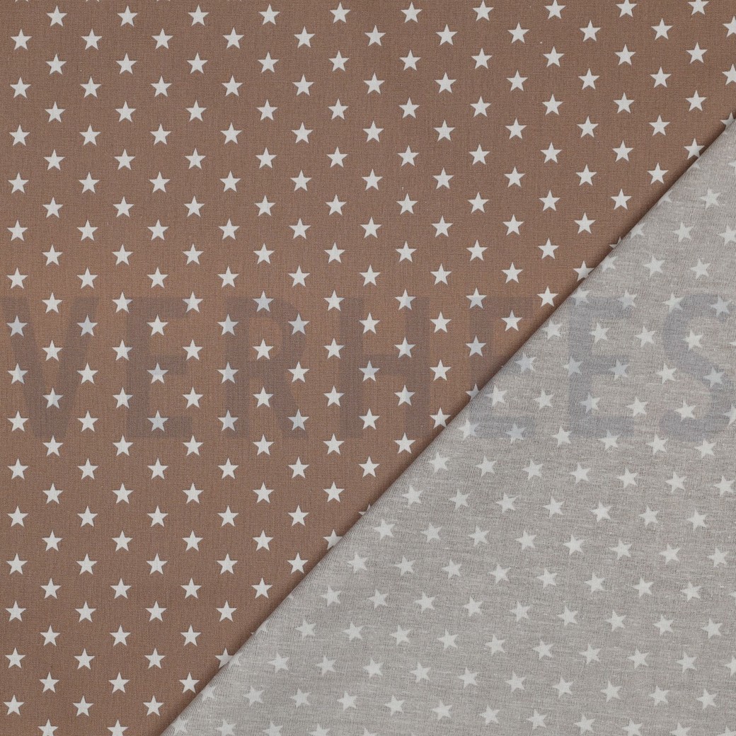 KATOENEN POPLIN KLEINE STERREN TAUPE #7