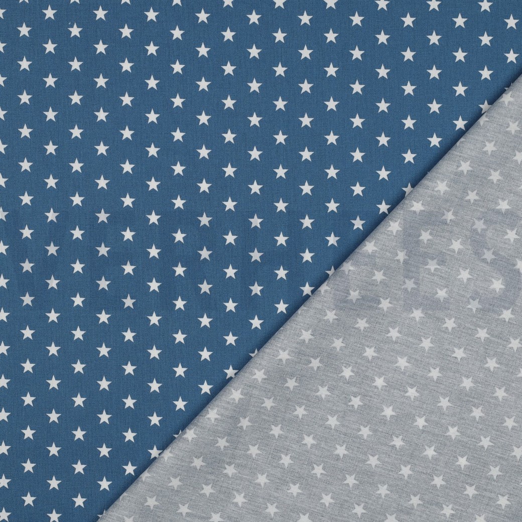 KATOENEN POPLIN KLEINE STERREN BLAUW #7
