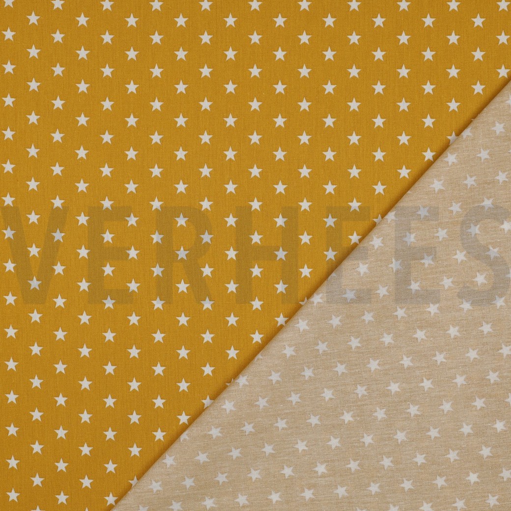 KATOENEN POPLIN KLEINE STERREN OKER #7