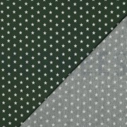 KATOENEN POPLIN KLEINE STERREN DONKERGROEN (thumbnail) #4