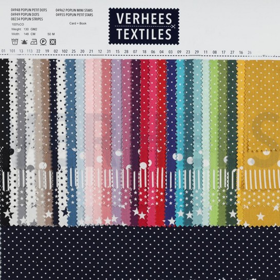 KATOENEN POPLIN MINI STERREN WIT/DONKERBLAUW #7