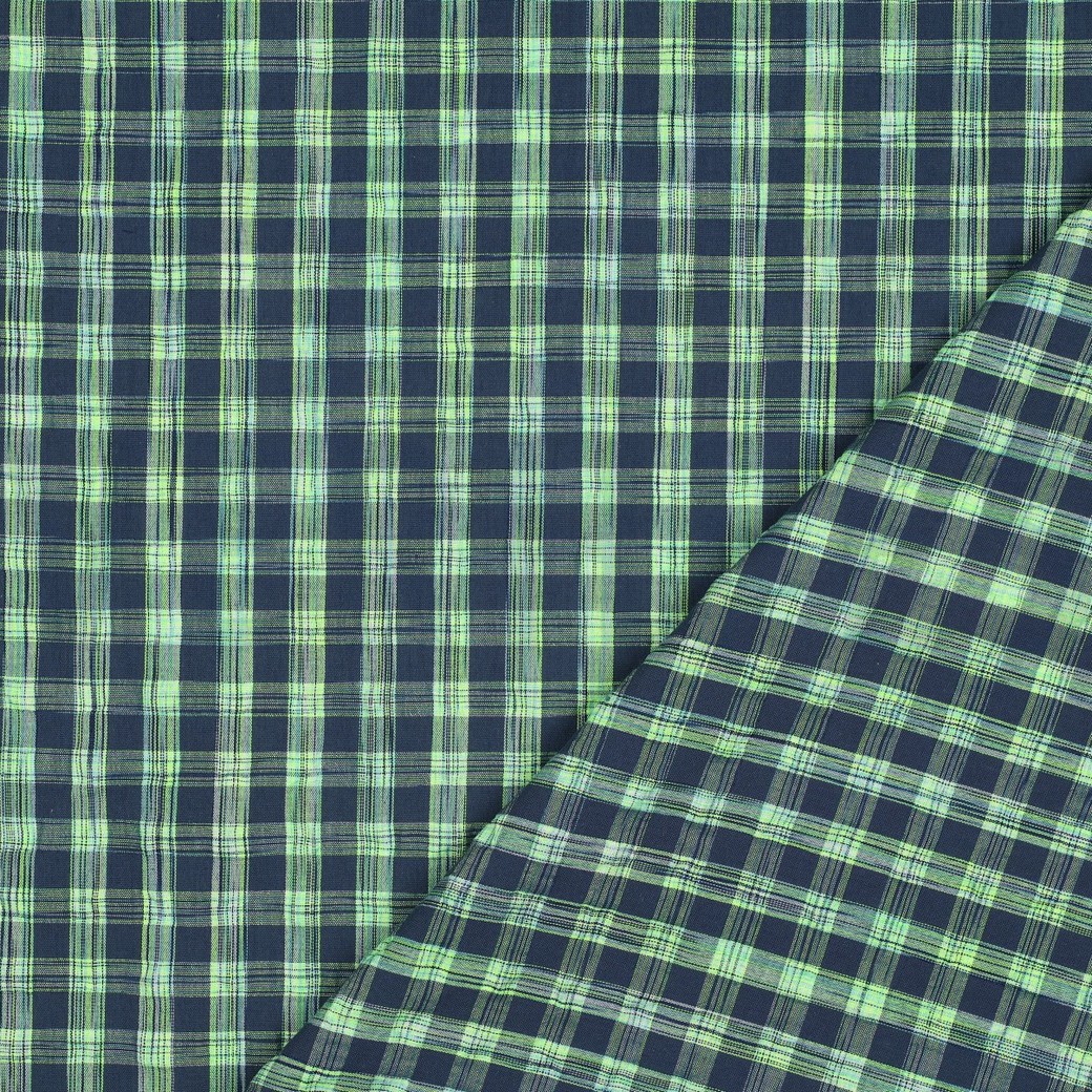 KATOEN GARENGEVERFD RUITEN NEON GROEN NEON/BLAUW #7