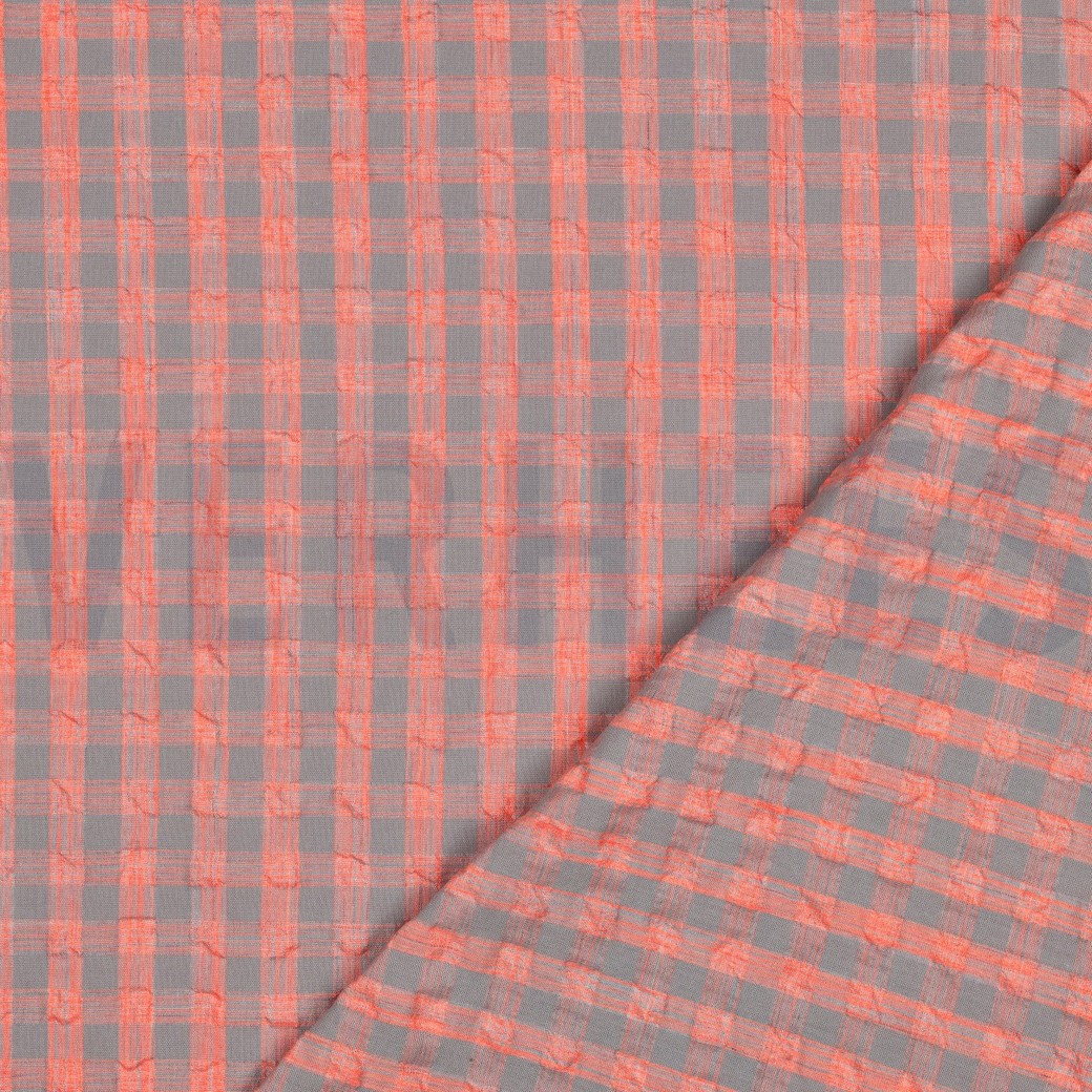 KATOEN GARENGEVERFD RUITEN NEON ROZE NEON/GRIJS #7
