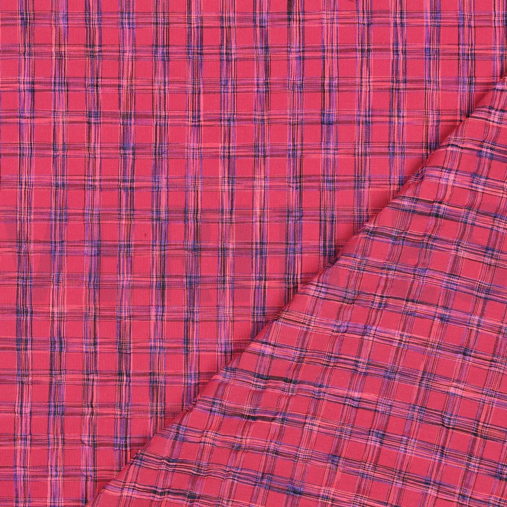 KATOEN GARENGEVERFD RUITEN NEON ROZE NEON/FUCHSIA #7