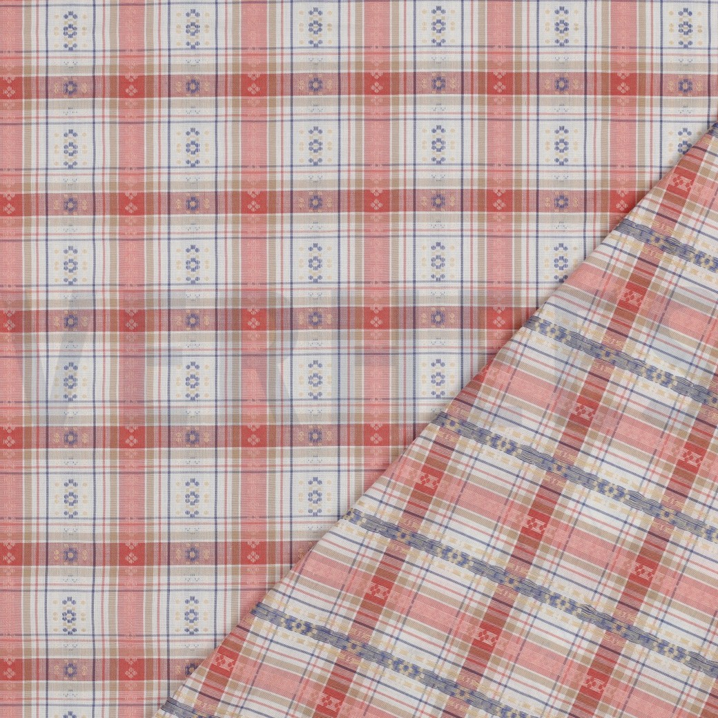 KATOEN JACQUARD DOBBY BLOEMEN ZACHTROZE #7