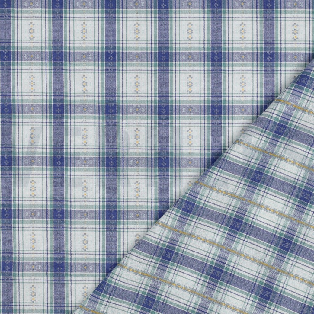 KATOEN JACQUARD DOBBY BLOEMEN BLAUW #7