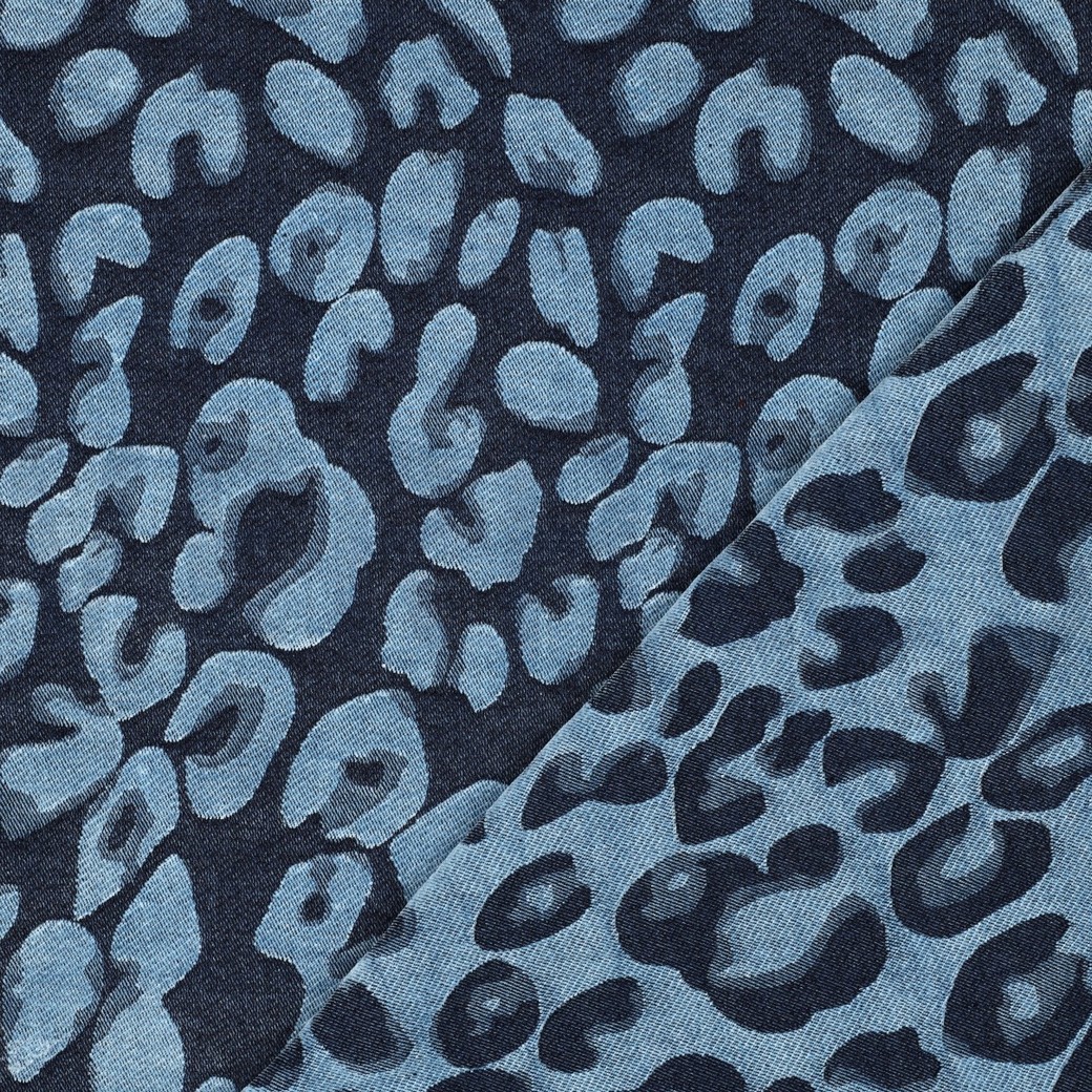 DENIM FLUWEEL JACQUARD DIERENHUID JEANSBLAUW #7