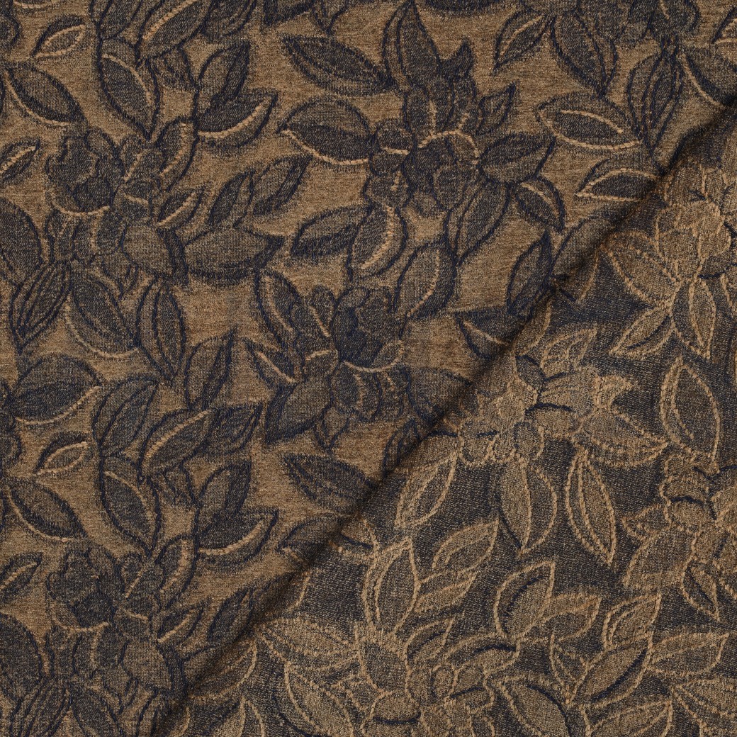 DENIM SAMT JACQUARD BLÄTTER BRAUN #7