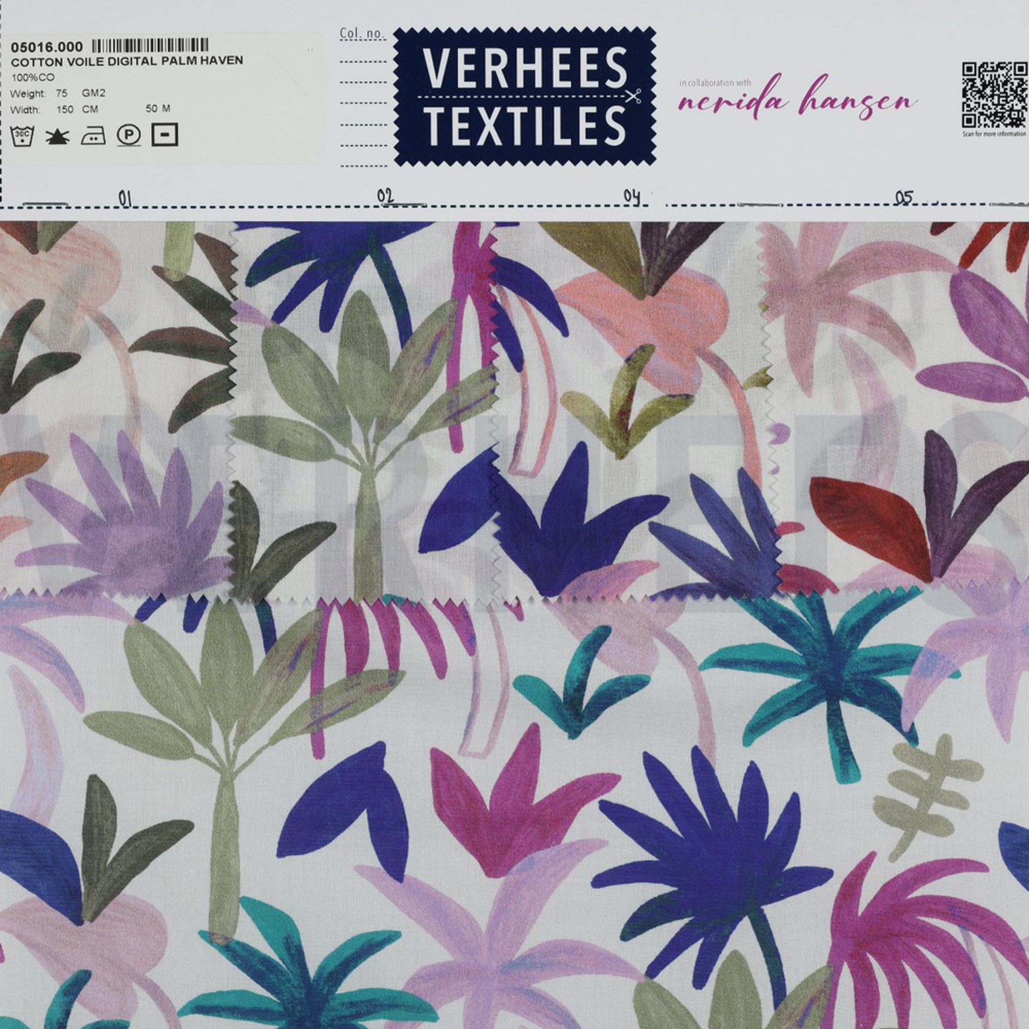 COTON VOILE DIGITAL PALM HAVEN BLEU COBALT (high resolution) #4