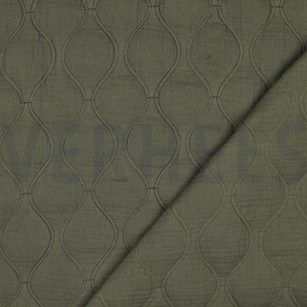 MUSSELIN QUILT DUNKEL MOOSGRÜN #7
