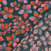 KATOEN SATIJN BLOEMEN DONKERGROEN (thumbnail) #4