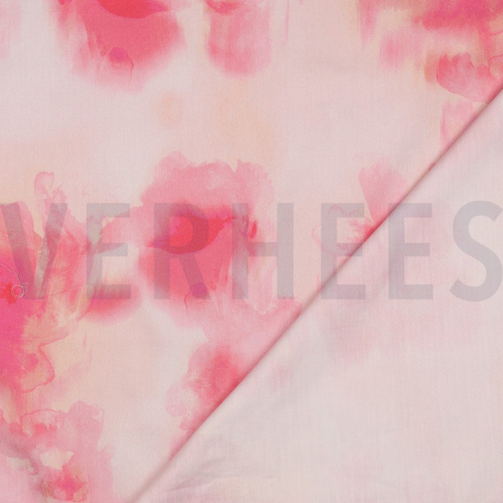 COTON SATIN DIGITAL FLEURS ROSE #7