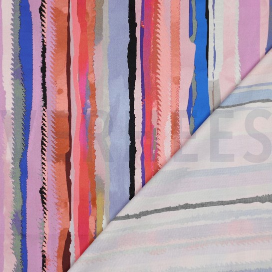 BAUMWOLLE SATIN DIGITAL STREIFEN MAUVE #7