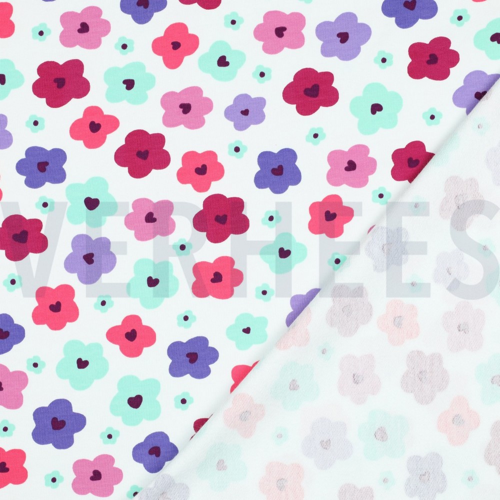 FRENCH TERRY ABSTRACTE BLOEMEN GEBROKEN WIT #7
