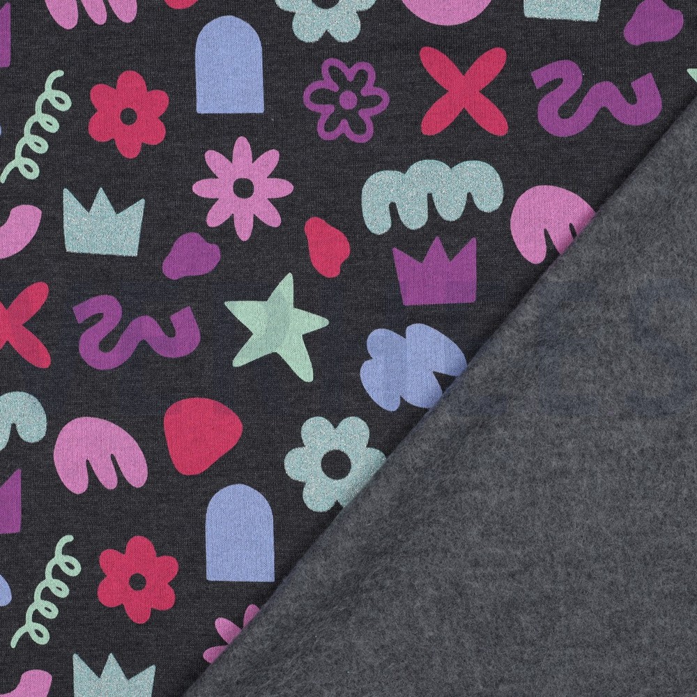 SWEAT MELANGE GLITTER DOODLE SHAPES INDIGO #7