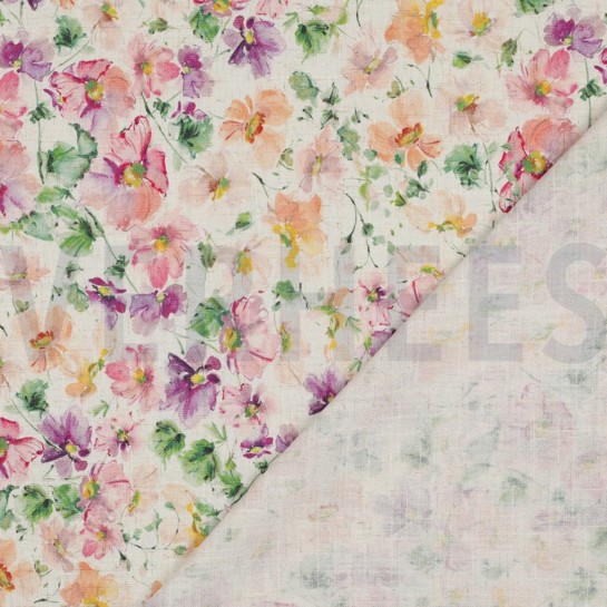 LINNEN VISCOSE CRÊPE DIGITAAL BLOEMEN MULTI #7
