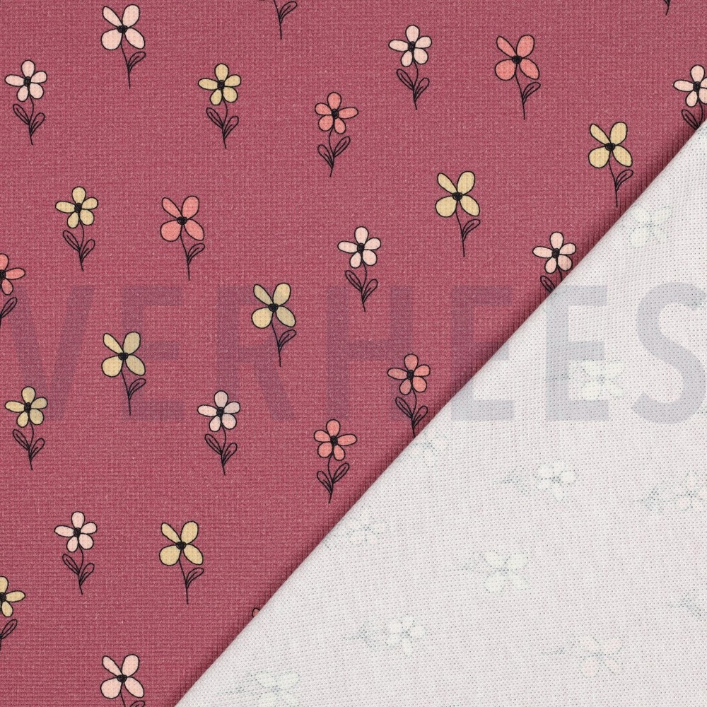 JERSEY GAUFRÉ FLEURS BORDEAUX #7