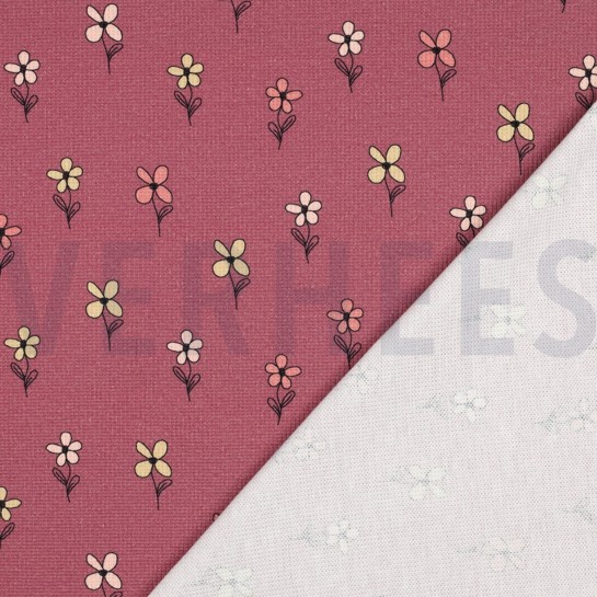 WAFELJERSEY BLOEMEN BORDEAUXROOD #7