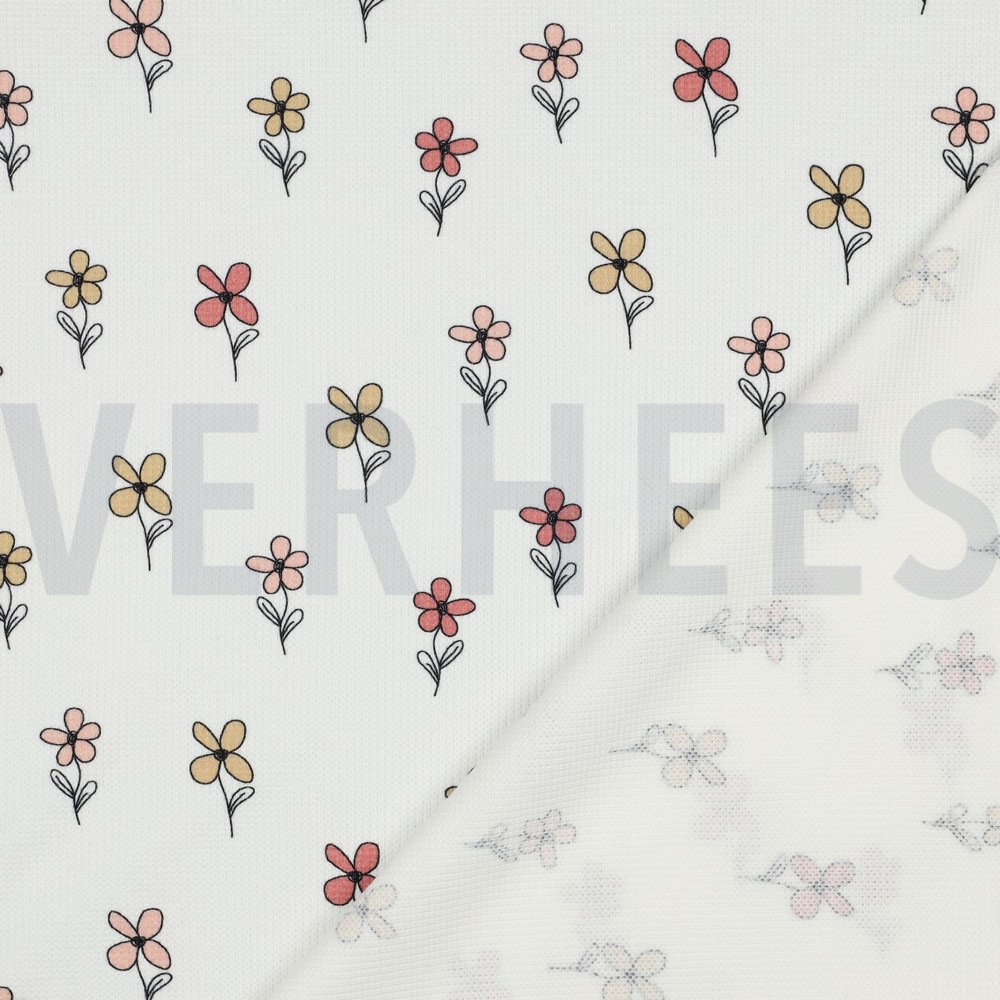 WAFFELJERSEY BLUMEN BORDEAUXROT #7
