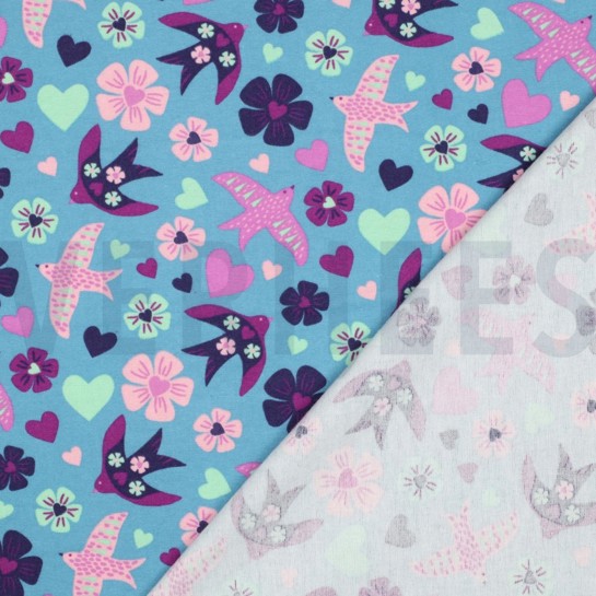 FLANELLE OISEAUX JEAN BLEU #7