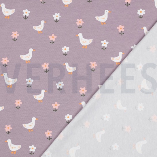 JERSEY GOTS DUCKS AND FLOWERS MAUVE #7