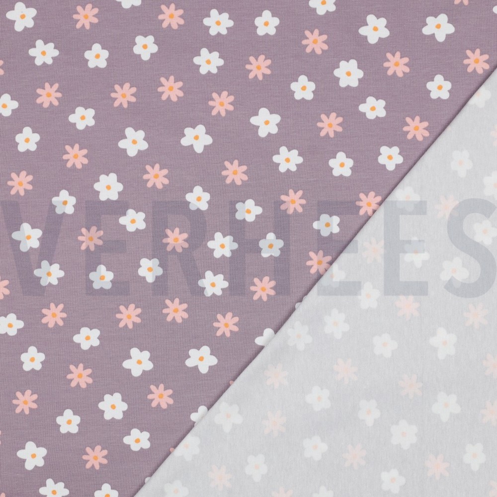 JERSEY GOTS CANARDS ET FLEURS MAUVE #7