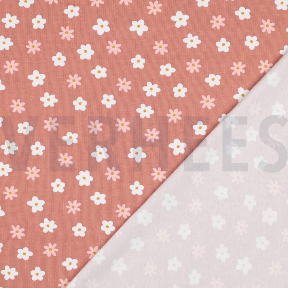 JERSEY GOTS CANARDS ET FLEURS ROSE #7
