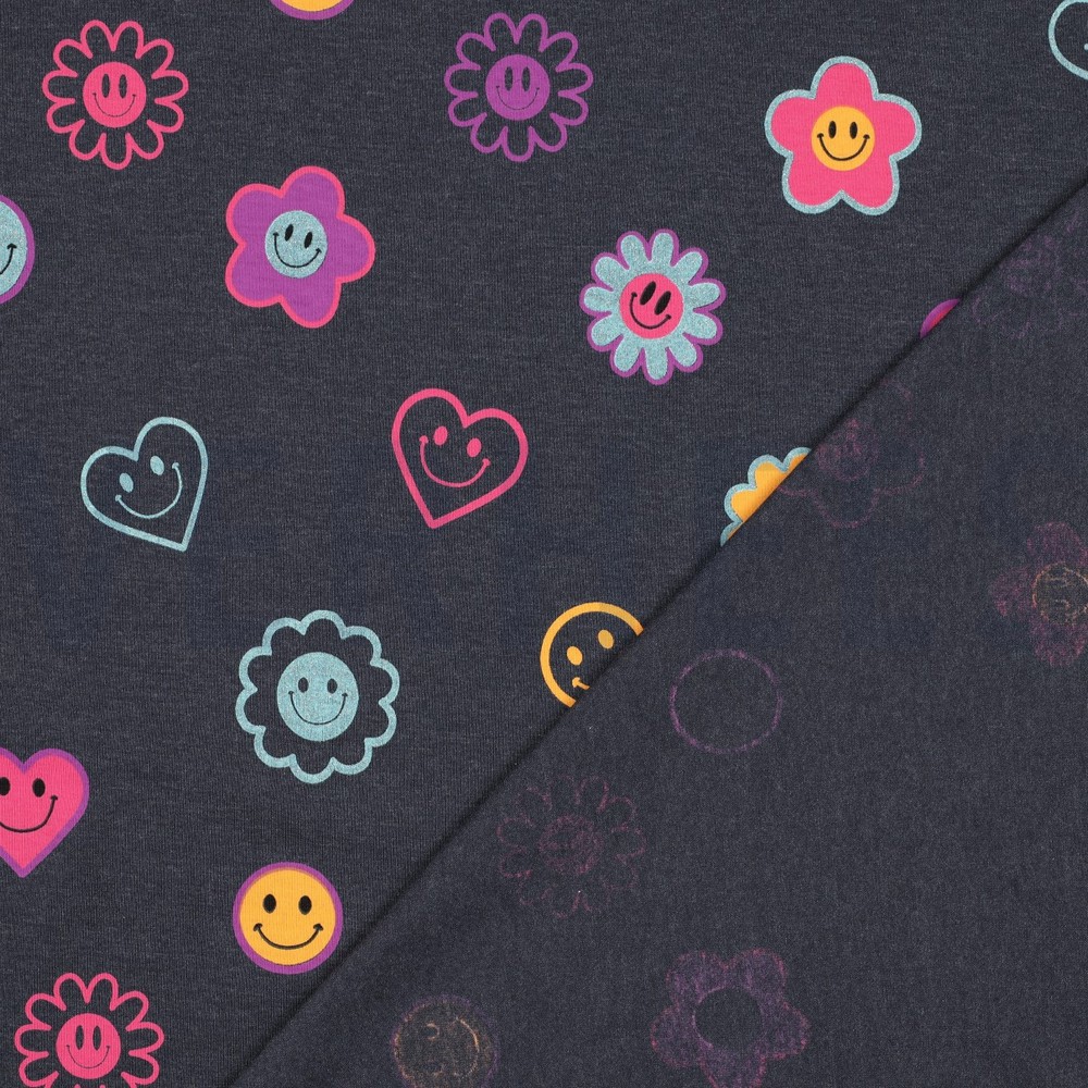 JERSEY MELIERT GLITZER SMILEYS INDIGO #7