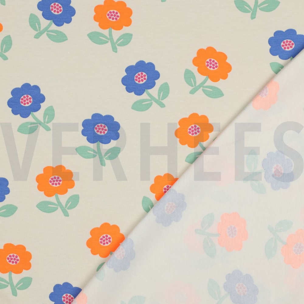 JERSEY NEON BLOEMEN GEBROKEN WIT #7