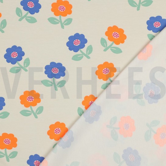 JERSEY NEON BLUMEN GEBROCHEN WEISS #7