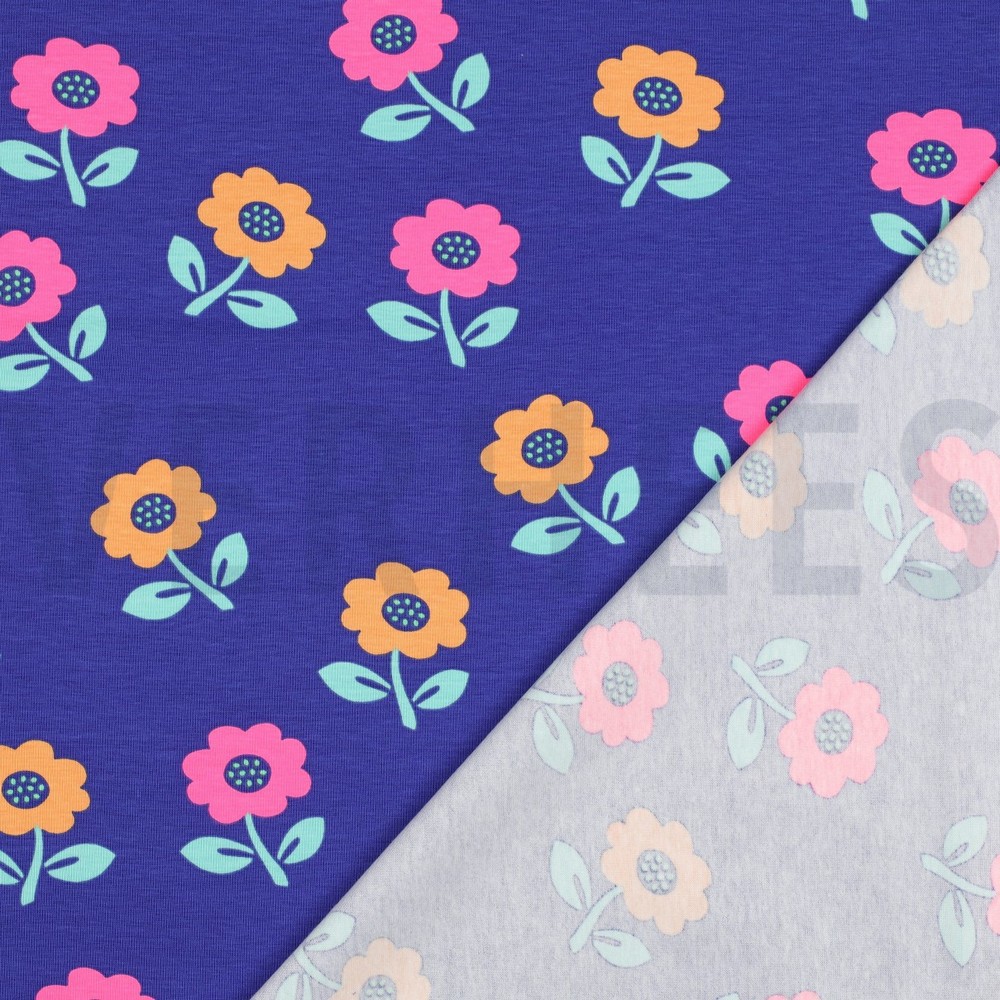 JERSEY NEON FLEURS BLEU COBALT #7