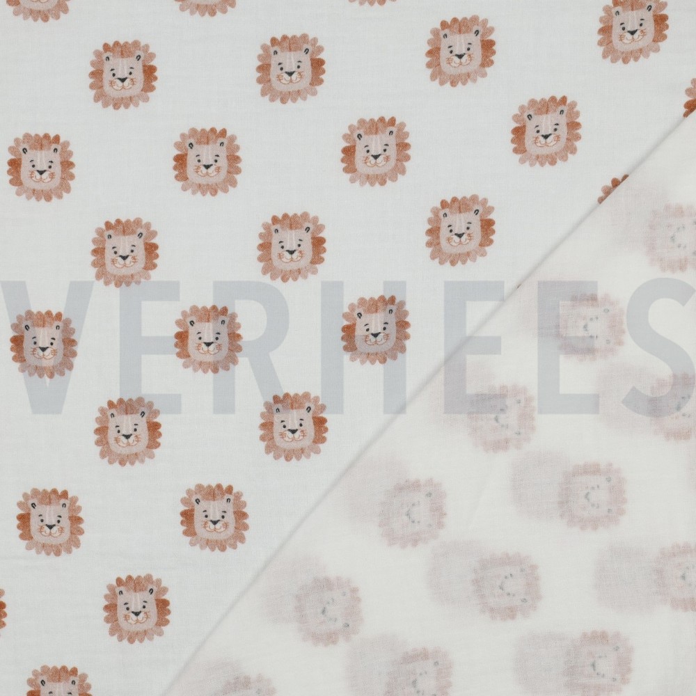 DOUBLE GAUZE DIGITAL LIONS WHITE #7