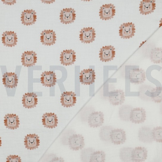 DOUBLE GAUZE DIGITAL LIONS WHITE #7
