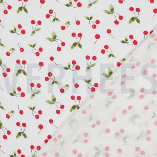MUSSELIN DIGITAL KIRSCHEN WEISS #7